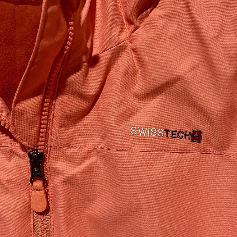 SwissTech Girls Size L 10-12 Orange/Coral Hooded Coat Zip-Up‎ * Outer Coat Only